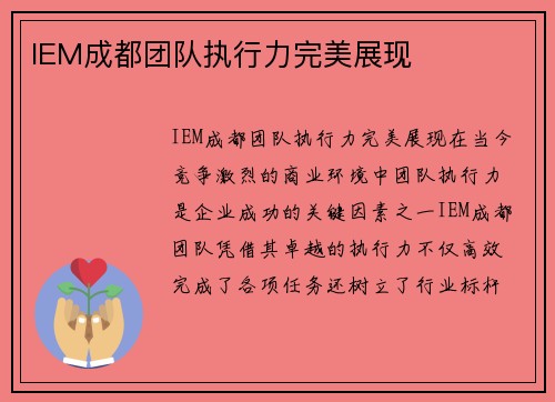 IEM成都团队执行力完美展现