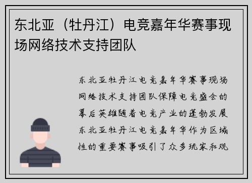 东北亚（牡丹江）电竞嘉年华赛事现场网络技术支持团队