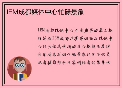 IEM成都媒体中心忙碌景象